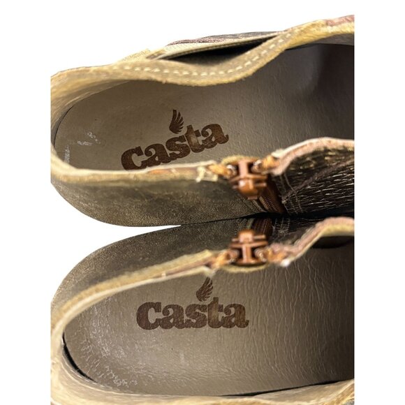 Casta Ankle Booties Dirk Brandy Size 9 Distressed Suede & Leather - Picture 10 of 12